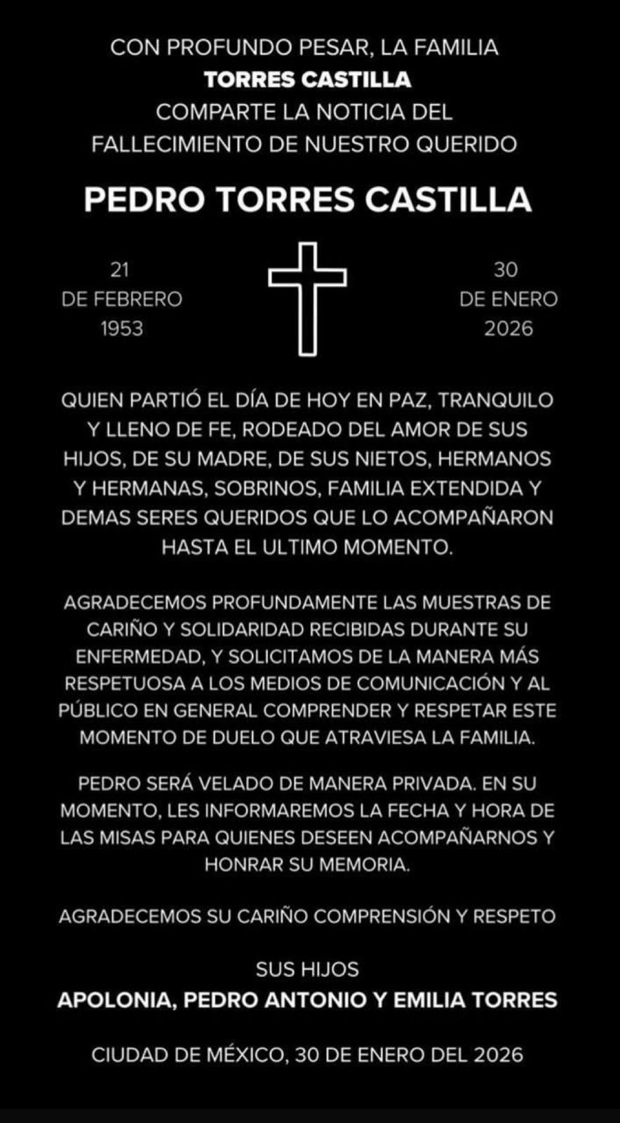 Esquela Pedro Torres